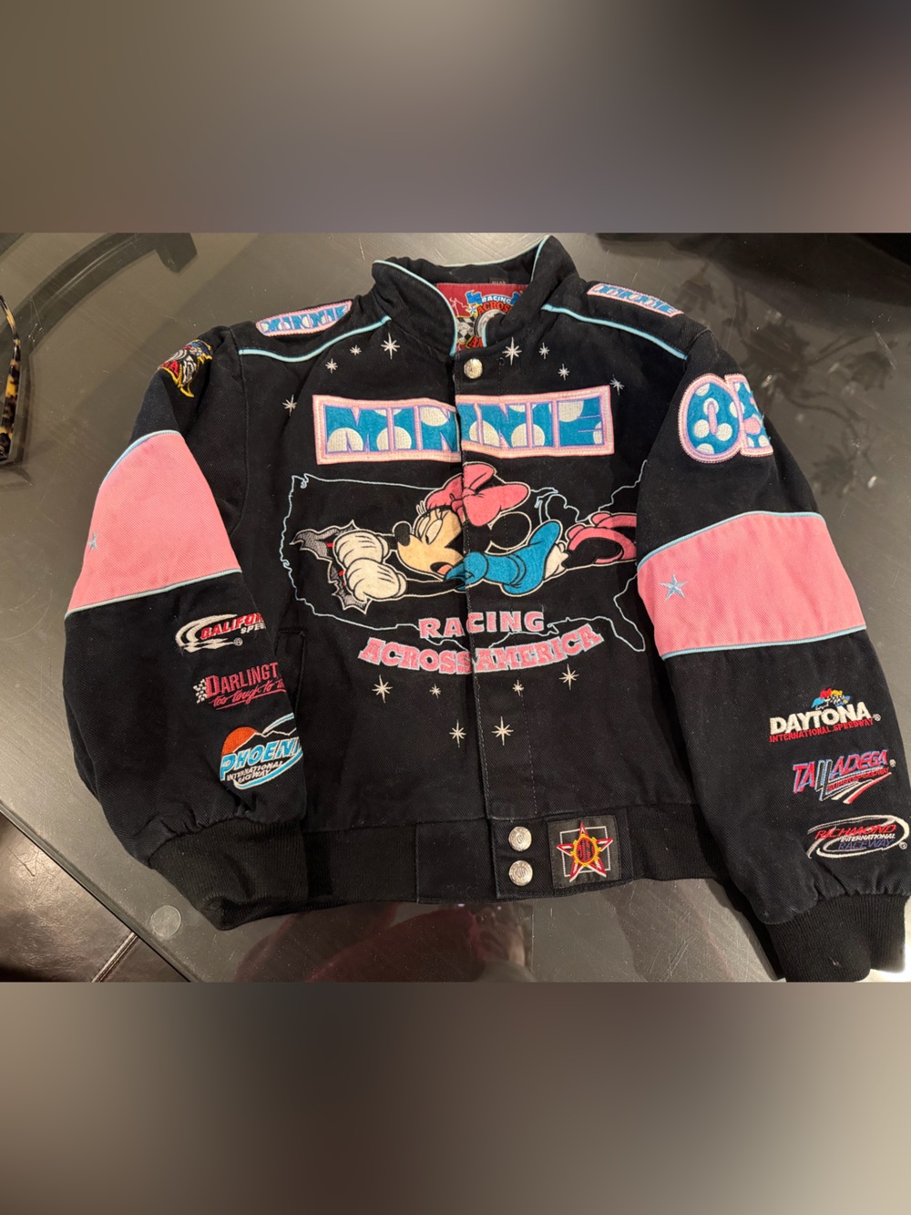 Vintage JH Design Disney Minnie Mouse Daytona NASCAR Jacket SIZE kids M